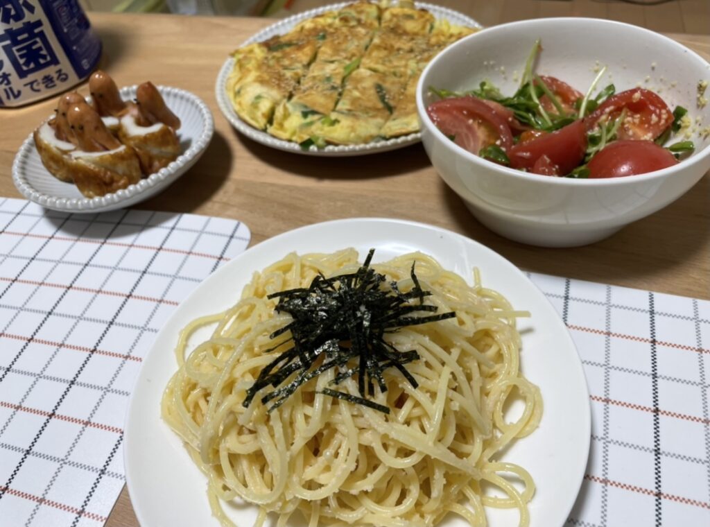 明太パスタ定食